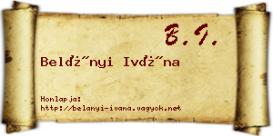 Belányi Ivána névjegykártya